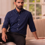Tommy Hilfiger Solid Shirt(Navy Blue)