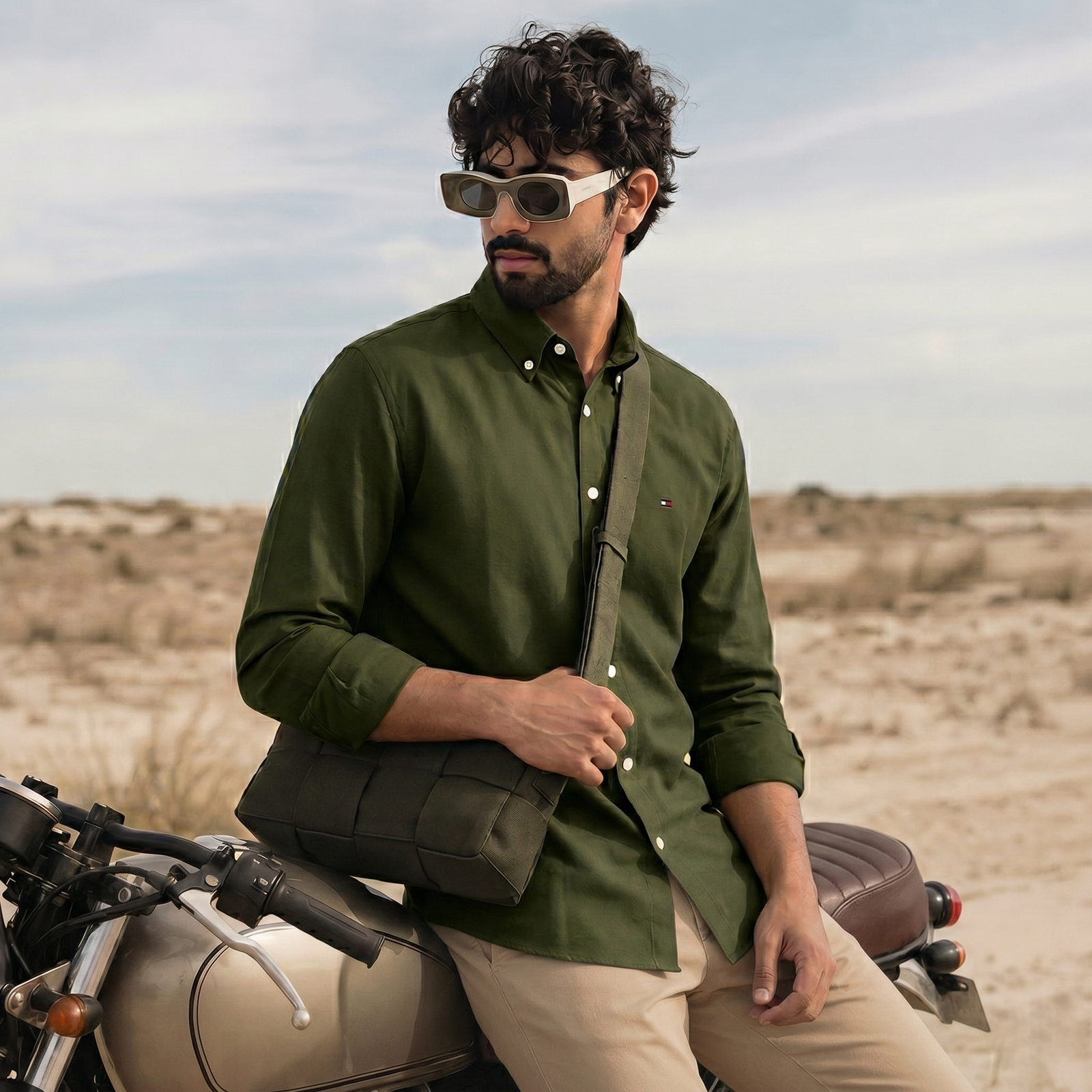 43 Tommy Hilfiger Solid Shirt(Olive) - Image 1
