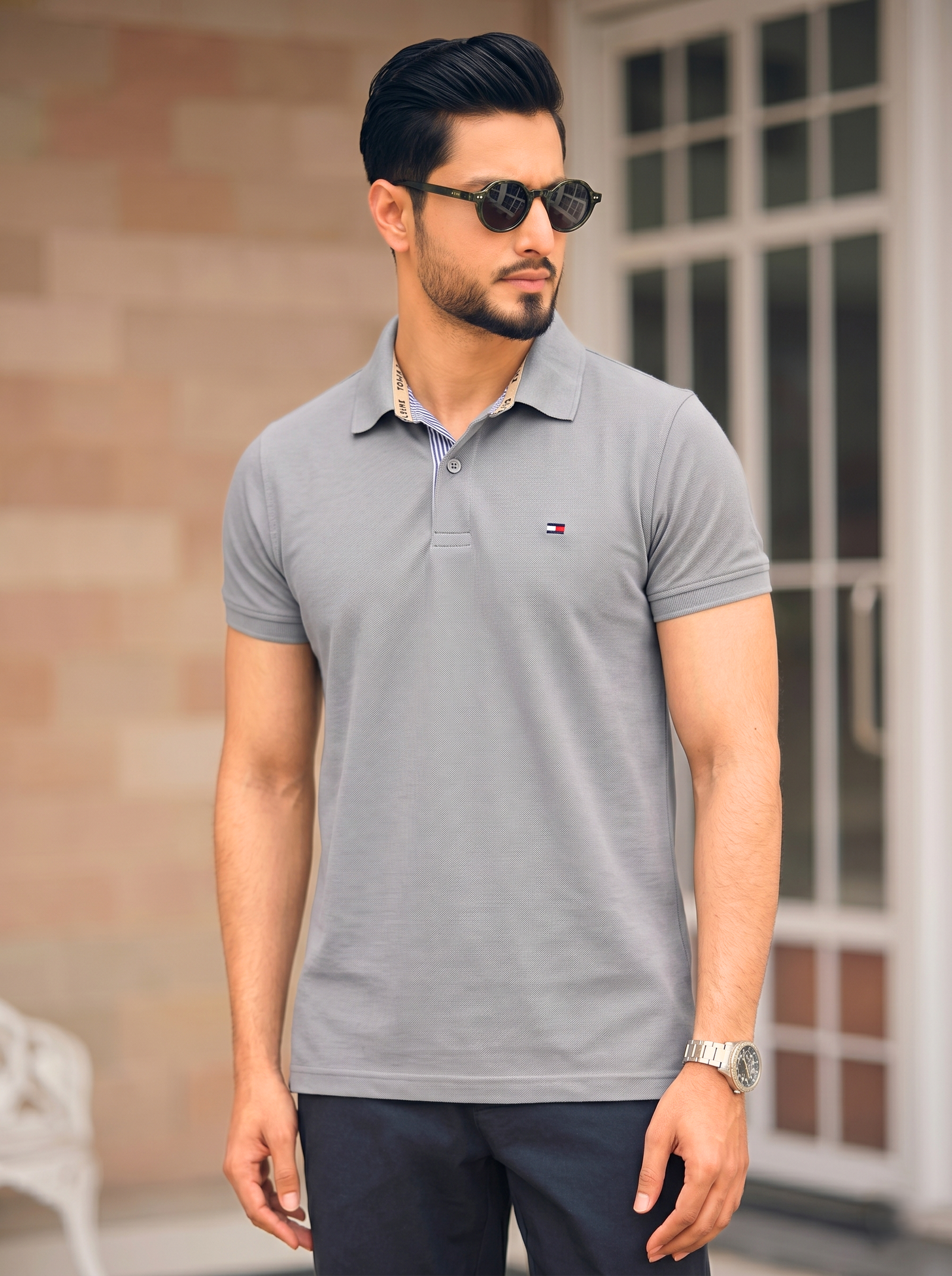 IMG_9378 Premium Mens Polo T Shirt (Light Grey) - Image 1
